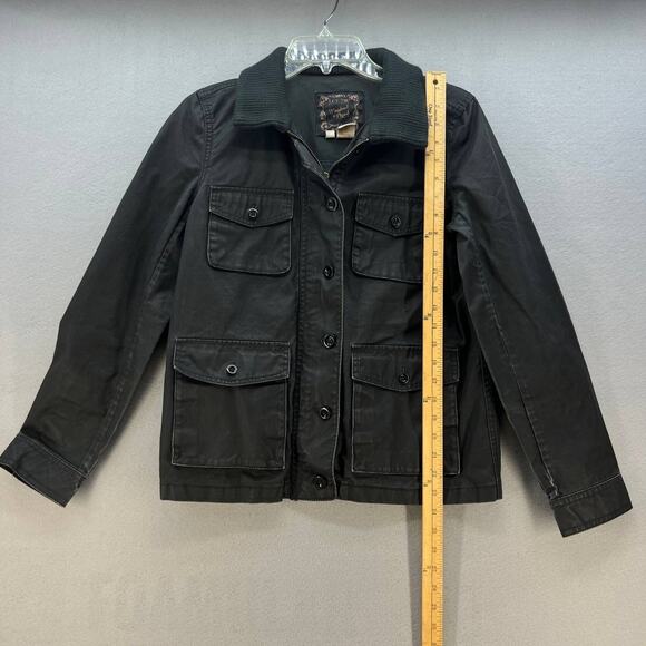 VTG J. Crew Jacket Women's S Black Washed and Aged Waxed Cotton Utility Preppy - Picture 5 of 12
